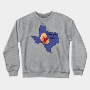 Thank you, Texas! Embryo hugging cartoon-style heart-shape inside Texas map. Crewneck Sweatshirt